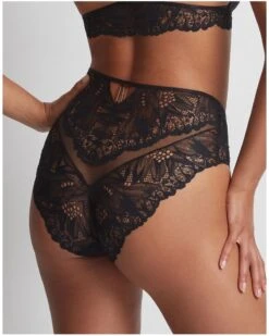 Culotte Taille Haute Aubade Flowermania (Noir) -Magasin De Lingerie De Mode culotte taille haute aubade flowermania noir 2