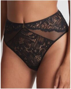 Culotte Taille Haute Aubade Flowermania (Noir)