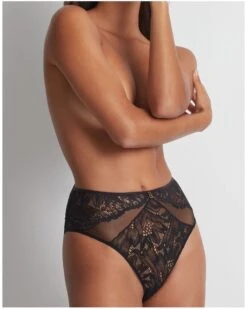 Culotte Taille Haute Aubade Flowermania (Noir) -Magasin De Lingerie De Mode culotte taille haute aubade flowermania noir 4