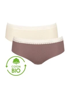Hipsters (Lot De 2) Coton Bio Sloggi GO Ribbed (Angora)