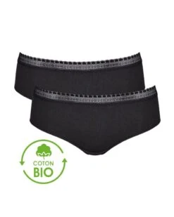 Hipsters (Lot De 2) Coton Bio Sloggi GO Ribbed (Noir)