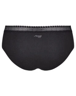 Hipsters (Lot De 2) Coton Bio Sloggi GO Ribbed (Noir) -Magasin De Lingerie De Mode hipsters lot de 2 coton bio sloggi go ribbed noir 4