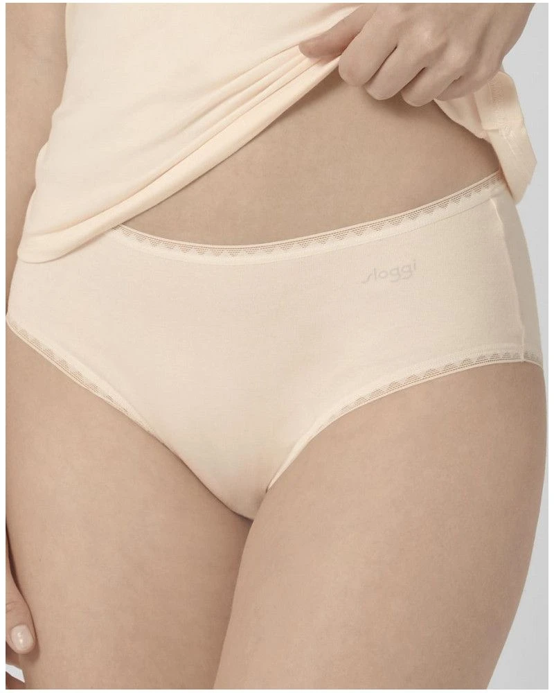 Lot De 2 Slips Midi Sloggi GO (Coton Bio) Poudré 4 Lot De 2 Slips Midi Sloggi GO (Coton Bio) Poudré – Image 2