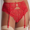 Porte-jarretelles Aubade Flowermania (Rouge Floral) -Magasin De Lingerie De Mode porte jarretelles aubade flowermania rouge floral