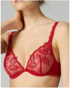 Simone Perele Soutien-gorge Triangle Simone Pérèle Bloom (Rouge Opéra) -Magasin De Lingerie De Mode soutien gorge triangle simone perele bloom rouge opera 1