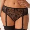 Tanga Jarretelles Amovibles Empreinte Ginger (Noir) -Magasin De Lingerie De Mode tanga jarretelles amovibles empreinte ginger noir