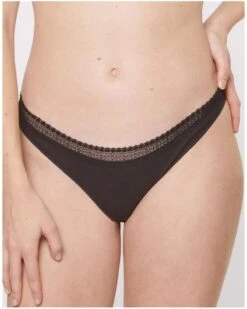 Tangas (Lot De 2) Coton Bio Sloggi GO Ribbed (Noir) -Magasin De Lingerie De Mode tangas lot de 2 coton bio sloggi go ribbed noir 1