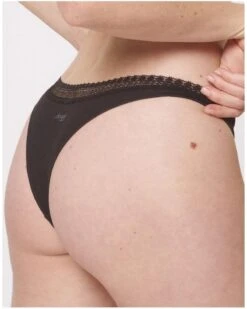 Tangas (Lot De 2) Coton Bio Sloggi GO Ribbed (Noir) -Magasin De Lingerie De Mode tangas lot de 2 coton bio sloggi go ribbed noir 4
