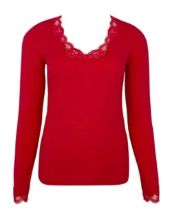 Tee Shirt Manches Longues Col En V Antigel Simply Perfect (Rouge Capucine) -Magasin De Lingerie De Mode tee shirt manches longues col en v antigel simply perfect rouge capucine 2
