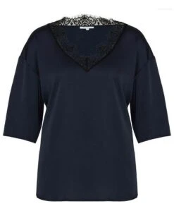 Simone Perele Top Manches 3/4 Simone Pérèle Satin Secrets (Pleine Lune) -Magasin De Lingerie De Mode top manches 34 simone perele satin secrets pleine lune 3